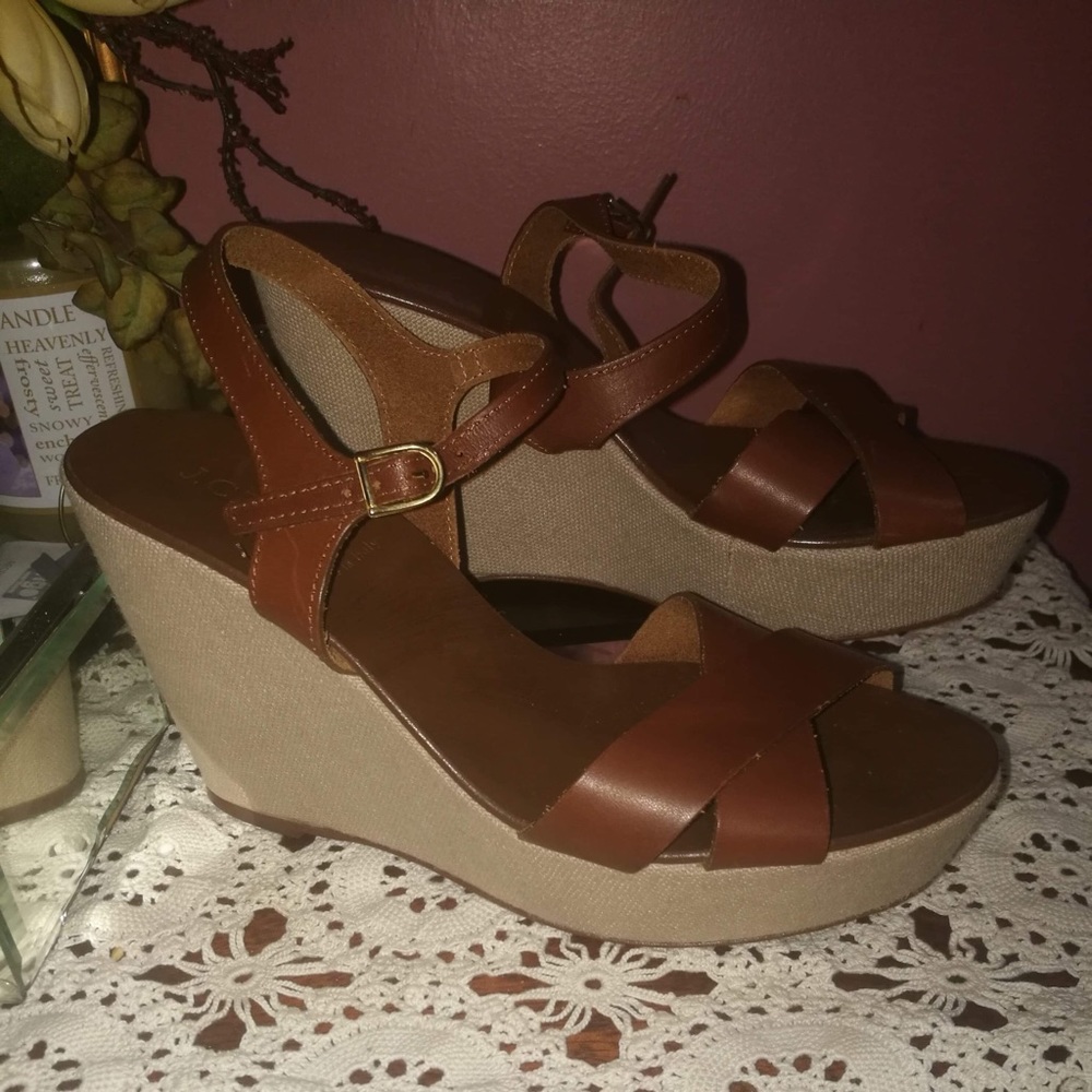 J Crew Lila Lather platform Wedges NWOT - Picture 4 of 6